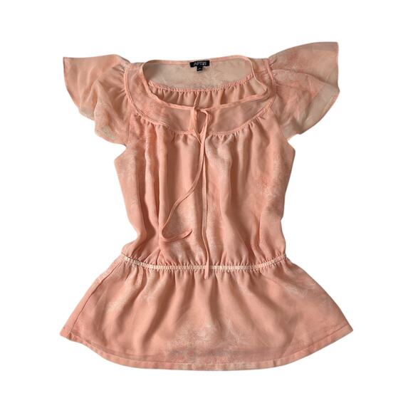 apt 9 peach bohochic flowy cottegecore sheer shirt whimsical fairy size meduim - Picture 2 of 5